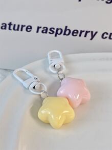 2pcs Cute Fat Milk Yellow Star Keychain For Women, Soft & Adorable Pentagram Pendant For Girls Ins Style - Multicolor - View 3