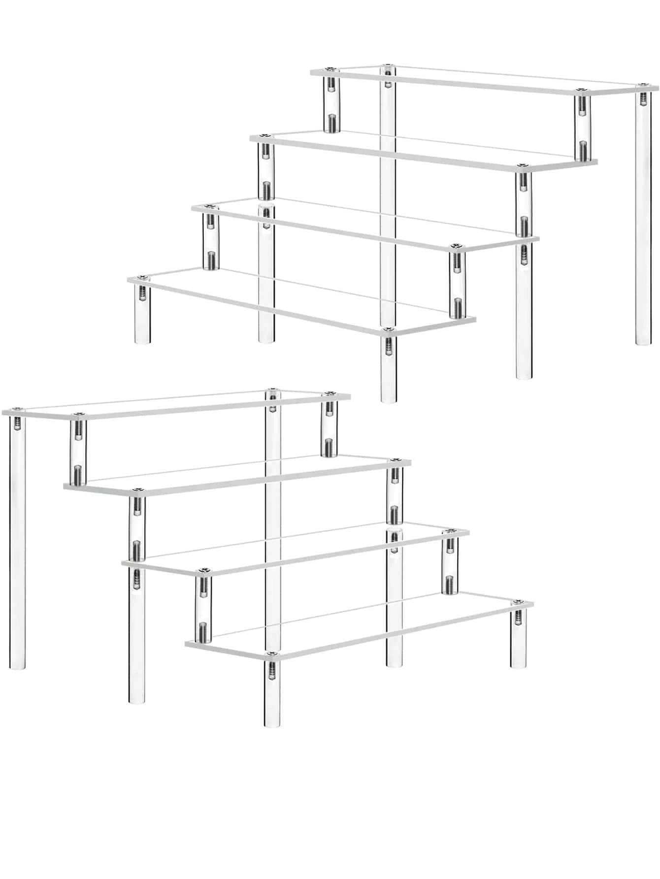 Kệ trưng bày acrylic Riser Stand Clear 4 tầng Cupcake Stand Nước hoa trưng bày Người giữ Hình ảnh Trang trí máy tính để bàn và Nhà tổ chức Trưng bày Đồ chơi Giá trưng bày bán lẻ Candy Dessert Buffet Bộ sưu tập 4 bước - Trong sáng - Xem 1