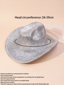 1 pieza Sombrero de copa de rendimiento plateado para hombres con brillo de hilo plateado, adecuado para festival, fiesta, uso diario como sombrero de vaquero - Plateado - Ver 2