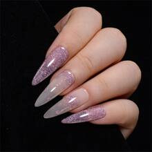 6毫升反光亮片凝胶指甲油粉色闪亮亮片半永久指甲油可卸UV LED美甲装饰美甲DIY在家沙龙美甲礼物女士指甲 - 粉色 - 查看 5