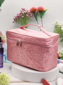 1 Máy Tính Công Suất Lớn Có Thể Gập Lại Túi Đựng Mỹ Phẩm Có Tay Cầm, Bảng Chữ Cái In Du Lịch Tổ Chức Túi Trang Điểm Bảo Quản Trang Điểm Tổ Chức Trang Điểm - Hồng - Xem 1