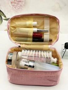 1 Máy Tính Công Suất Lớn Có Thể Gập Lại Túi Đựng Mỹ Phẩm Có Tay Cầm, Bảng Chữ Cái In Du Lịch Tổ Chức Túi Trang Điểm Bảo Quản Trang Điểm Tổ Chức Trang Điểm - Hồng - Xem 3