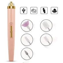 五合一电动美甲打磨机带灯，便携式迷你电动指甲锉，适用于卸除凝胶指甲油 - 母亲节礼物、情人节礼物、男友礼物、圣帕特里克节礼物，100mAh，粉色可爱