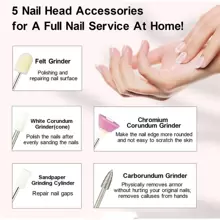 五合一电动美甲打磨机带灯，便携式迷你电动指甲锉，适用于卸除凝胶指甲油 - 母亲节礼物、情人节礼物、男友礼物、圣帕特里克节礼物，100mAh，粉色可爱