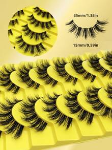 Asiteo 10 pares de pestañas postizas transparentes y esponjosas, crean un maquillaje natural de alargamiento y rizado 3D, adecuadas para uso diario y fiestas - Negro - Ver 4