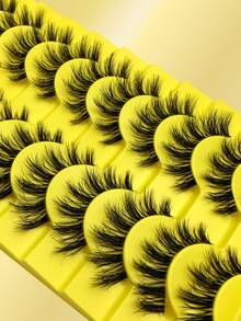 Asiteo 10 pares de pestañas postizas transparentes y esponjosas, crean un maquillaje natural de alargamiento y rizado 3D, adecuadas para uso diario y fiestas - Negro - Ver 5