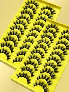 Asiteo 10 pares de pestañas postizas transparentes y esponjosas, crean un maquillaje natural de alargamiento y rizado 3D, adecuadas para uso diario y fiestas - Negro - Ver 6