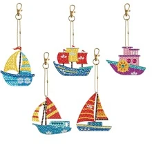 5d Diamond Painting Crystal Rhinestone Diy Flower Keychain Handmade Gift Bag Charm Pendant - Multicolor - View 2