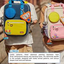 5d Diamond Painting Crystal Rhinestone Diy Flower Keychain Handmade Gift Bag Charm Pendant - Multicolor - View 4