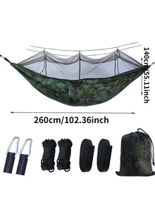 1pc Outdoor Leisure Hammock With Mosquito Net, Portable Single/double Camping Hammock For 660lb Load Capacity, Quick Open Camouflage Camping Bed For Rest And Sleep - ngụy trang - Xem 2