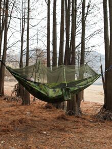 1pc Outdoor Leisure Hammock With Mosquito Net, Portable Single/double Camping Hammock For 660lb Load Capacity, Quick Open Camouflage Camping Bed For Rest And Sleep - ngụy trang - Xem 1