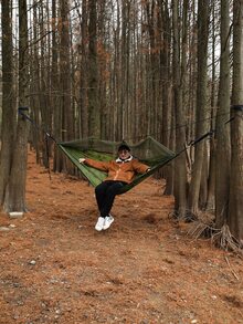 1pc Outdoor Leisure Hammock With Mosquito Net, Portable Single/double Camping Hammock For 660lb Load Capacity, Quick Open Camouflage Camping Bed For Rest And Sleep - ngụy trang - Xem 3