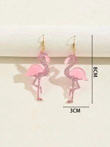 1對時尚優雅的粉色火烈鳥耳環,適用於約會、派對、開學季節 - 彩色 - 查看 5