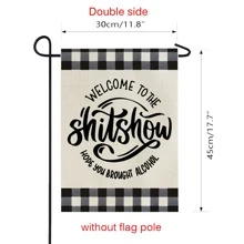 1面印有有趣字母圖案的庭院旗幟,創意現代風格亞麻垂直雙面歡迎旗,適用於假日派對,花園、房屋裝飾(不含旗竿) - 彩色 - 查看 6