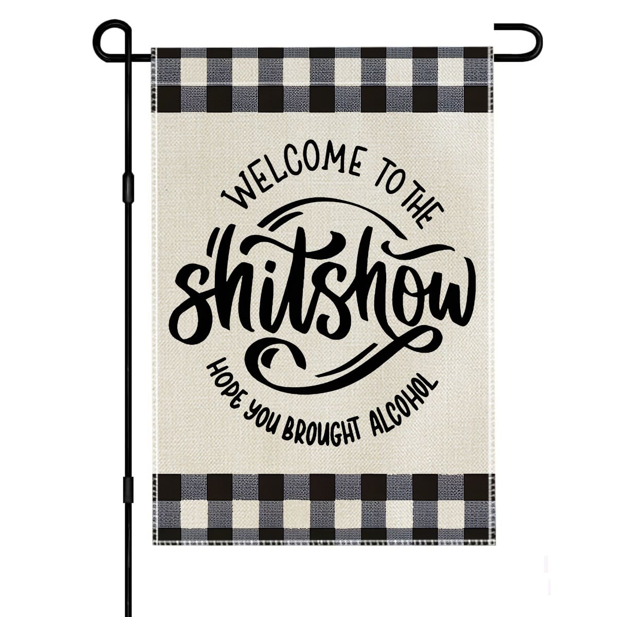 1面印有有趣字母圖案的庭院旗幟,創意現代風格亞麻垂直雙面歡迎旗,適用於假日派對,花園、房屋裝飾(不含旗竿) - 彩色 - 查看 1