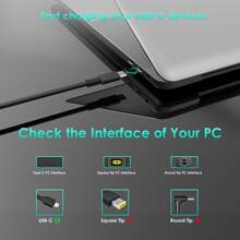 112W 通用充电器便携式 USB C 笔记本电脑适配器 100W 交流适配器电脑电源线带 USB A 输出兼容 MacBook HP Chromebook 等 - 黑色 - 查看 2