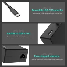 112W 通用充电器便携式 USB C 笔记本电脑适配器 100W 交流适配器电脑电源线带 USB A 输出兼容 MacBook HP Chromebook 等 - 黑色 - 查看 3