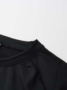 Quick-Dry Long Sleeve Men's Spring & Autumn Tight Fit Fitness Training & Running Shirt, Classic Black Gym Clothes Men - Black - View 4