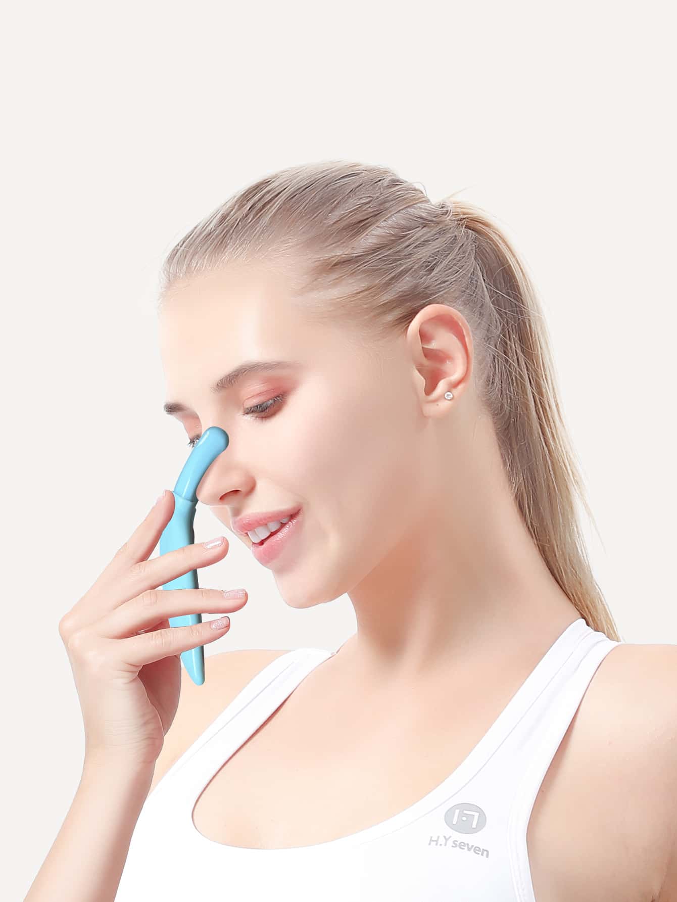 1入新鮮藍色滾輪蝸牛形狀的鼻子按摩器和鼻夾 - 淺藍色 - 查看 1