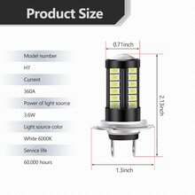 2pcs H7 LED Fog Lights Bulb 6500K White 5730 33SMD Chips LED Running Lights DRL For Cars Trucks SUVs - Brown - View 2