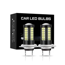 2pcs H7 LED Fog Lights Bulb 6500K White 5730 33SMD Chips LED Running Lights DRL For Cars Trucks SUVs - Brown - View 1
