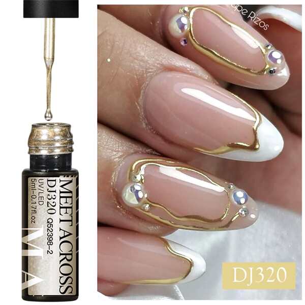 5Ml Metallic Painting Liner Gel Polish Super Bright Gold Mirror Gel Nail Polish Semi Permanent Lines French Nail Metal Painted Drawing Striper Gel Polish