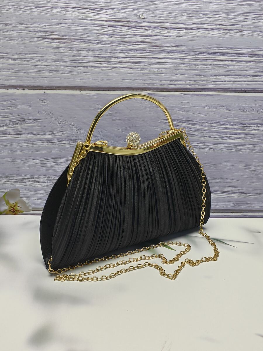 簡單時尚,方便攜帶的女士晚宴包 - 黑色 - 查看 1