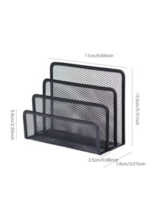 1pc Iron Mesh Magazine Holder File Holder Letter Box Bookshelf Book Stand - Black - View 5