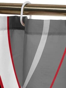 1pc Geometric Art Line Graphic Print Polyester Waterproof Home Decor Shower Curtain Or 1.3cm Thick Soft Memory Foam Anti-slip 4pcs Bath Mat Set For Bathroom - Multicolor - View 8