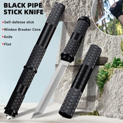 All-In-1 Outdoor Survival Knife With Window Breaker Cone, Fire Starter, Multi-Function Emergency Tool Knife