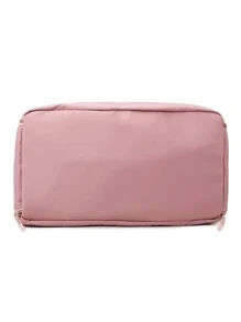 High Capacity Polyester Fiber Bag, Solid Color Waterproof Zipper Foldable Stylish Travel Bag - Pink - View 4