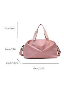 High Capacity Polyester Fiber Bag, Solid Color Waterproof Zipper Foldable Stylish Travel Bag - Pink - View 5