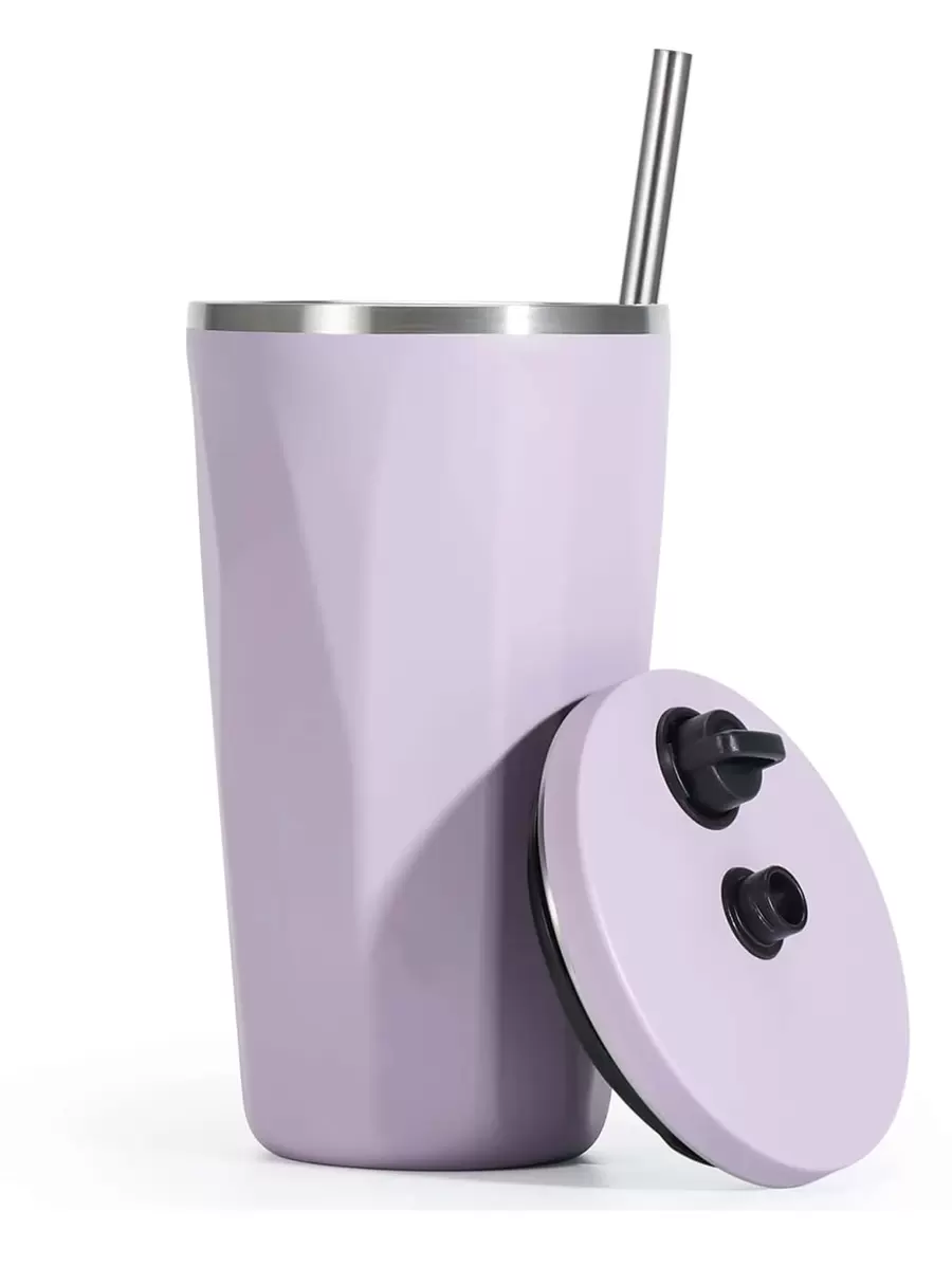 Pandance 1 件 20 盎司不锈钢金属杯，带盖和吸管，可重复使用真空隔热旅行杯，防漏户外汽车咖啡杯水瓶