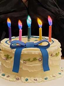 5pcs Colored Flame Magic Candles For Birthday Party Cake Decoration,