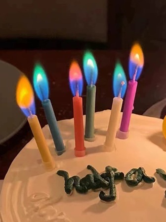 5pcs Colored Flame Magic Candles For Birthday Party Cake Decoration,