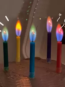 5pcs Colored Flame Magic Candles For Birthday Party Cake Decoration,