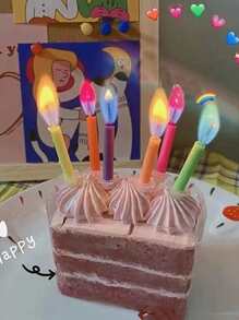 5pcs Colored Flame Magic Candles For Birthday Party Cake Decoration,