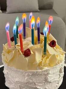 5pcs Colored Flame Magic Candles For Birthday Party Cake Decoration,