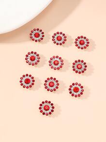 10入組三層鑲嵌水晶太陽花串珠吊墜,可用於diy耳環、手鍊、項鍊、髮飾、扣子等等。