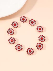 10入組三層鑲嵌水晶太陽花串珠吊墜,可用於diy耳環、手鍊、項鍊、髮飾、扣子等等。