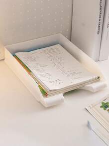 1pc White Desktop Multiple Layers Document Tray For A4 Paper, Student Papers, Files Storage, Office Bookshelf Stand - White - View 5