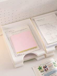 1pc White Desktop Multiple Layers Document Tray For A4 Paper, Student Papers, Files Storage, Office Bookshelf Stand - White - View 2