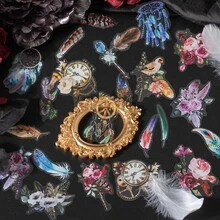 羽毛主題復古藝術風格手帳貼紙,1套/40張