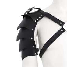 Leather Bondage Suit, Chest Harness, Tight Fitting Outfit For Performance Costume - Black - View 3