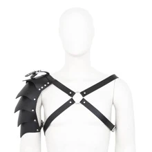 Leather Bondage Suit, Chest Harness, Tight Fitting Outfit For Performance Costume - Black - View 1
