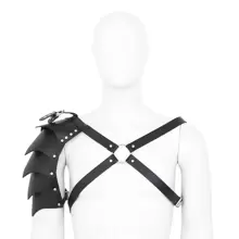 Leather Bondage Suit, Chest Harness, Tight Fitting Outfit For Performance Costume - Black - View 5