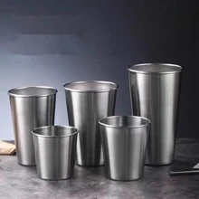 A Set Of Silver Stainless Steel Drinking Cup, Available In Multiple Capacities, Suitable For Hot Or Cold Beverages, Perfect For Tea, Coffee, Milk Tea Or Water, Ideal For Household, Restaurant, Company Or School Cafeteria