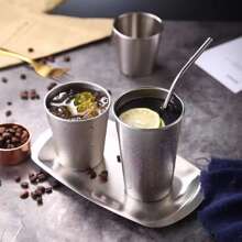 A Set Of Silver Stainless Steel Drinking Cup, Available In Multiple Capacities, Suitable For Hot Or Cold Beverages, Perfect For Tea, Coffee, Milk Tea Or Water, Ideal For Household, Restaurant, Company Or School Cafeteria