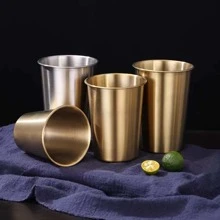 Gold Stainless Steel Single Layer Drinking Cup, Available In Multiple Capacities, Suitable For Cold/Hot Beverages, Can Be Used As Tea Cup, Coffee Cup, Milk Tea Cup Or Water Cup, Applicable For Home, Restaurant Or Cafeteria