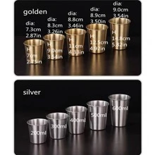 Gold Stainless Steel Single Layer Drinking Cup, Available In Multiple Capacities, Suitable For Cold/Hot Beverages, Can Be Used As Tea Cup, Coffee Cup, Milk Tea Cup Or Water Cup, Applicable For Home, Restaurant Or Cafeteria
